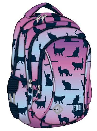 Plecak szkolny dla dziewczynki fioletowy St.Right kot trzykomorowy St.Right