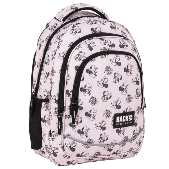 Plecak szkolny dla dziewczynki jasnobeżowy BackUp Myszka Minnie bajkowy trzykomorowy BackUp