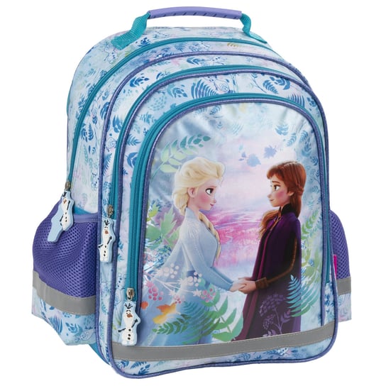 Plecak szkolny dla dziewczynki jasnoniebieski Derform Kraina Lodu  dwukomorowy Derform