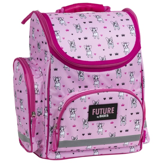 Plecak szkolny dla dziewczynki jasnoróżowy Future by BackUp pies Future by BackUp