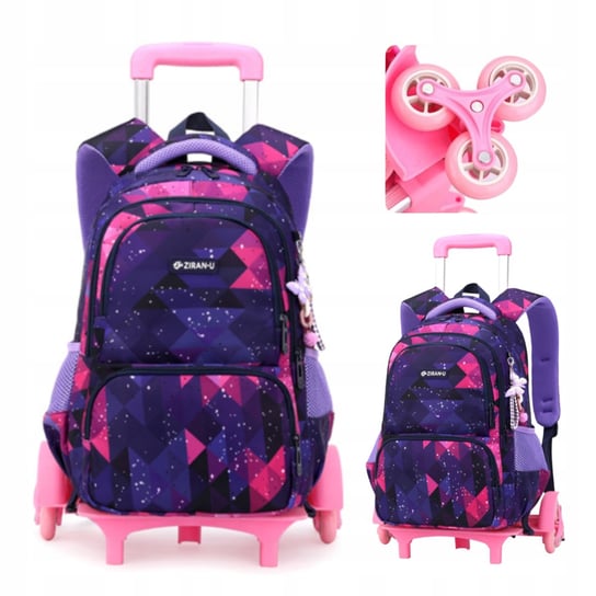 Plecak szkolny dla dziewczynki LUKOSS na kółkach dwukomorowy LUKOSS