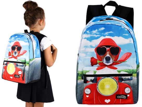 Plecak szkolny dla dziewczynki niebieski Caigo M-5035A jednokomorowy Cogio