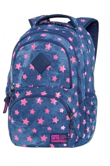 Plecak szkolny dla dziewczynki niebieski Coolpack różowe gwiazdki dwukomorowy CoolPack