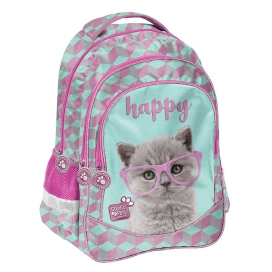 Plecak szkolny dla dziewczynki Paso kot dwukomorowy Paso