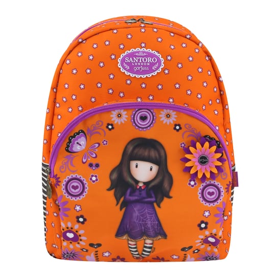 Plecak szkolny dla dziewczynki pomarańczowy Santoro London Gorjuss wielokomorowy Santoro London