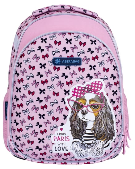 Plecak szkolny dla dziewczynki różowy Astra SWEET DOG jednokomorowy z elementami odblaskowymi Astra