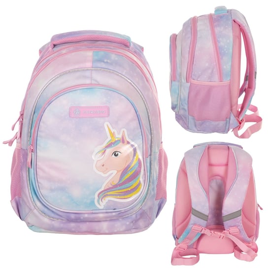 Plecak szkolny dla dziewczynki różowy ASTRABAG jednorożec dwukomorowy ASTRABAG