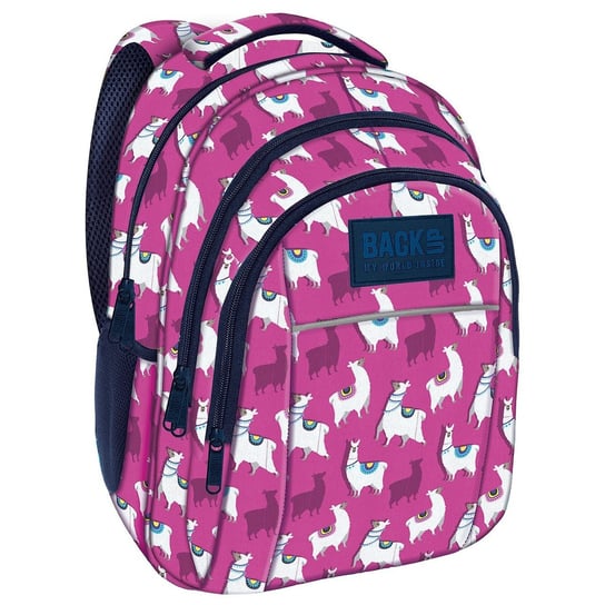 Plecak szkolny dla dziewczynki różowy Back Up lama trzykomorowy BackUp