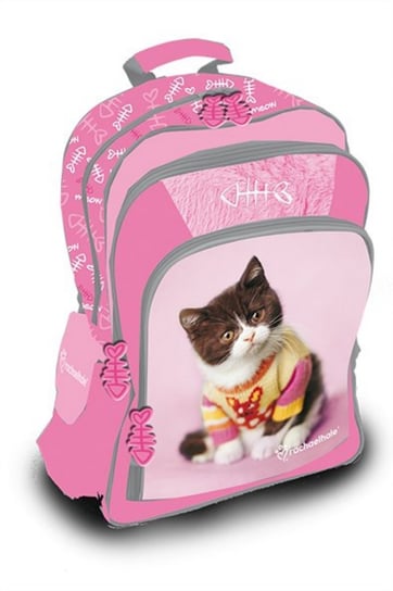 Plecak szkolny dla dziewczynki różowy Beniamin kot dwukomorowy Beniamin