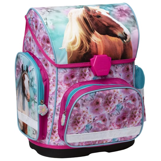 Plecak szkolny dla dziewczynki różowy Derform konie jednokomorowy Derform