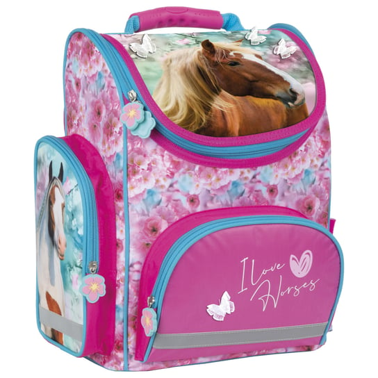 Plecak szkolny dla dziewczynki różowy Derform konie jednokomorowy Derform