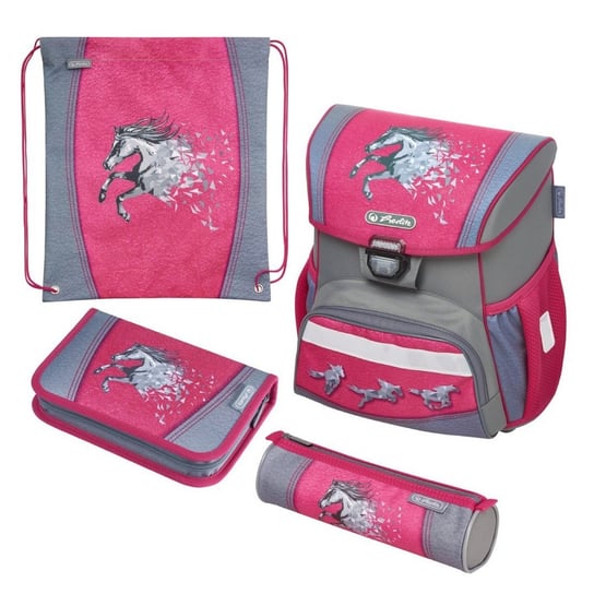 Plecak szkolny dla dziewczynki różowy Herlitz konie Herlitz