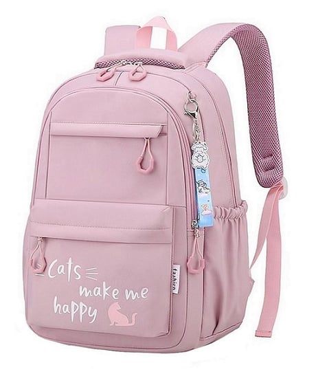Plecak szkolny dla dziewczynki różowy kot dwukomorowy Inna marka