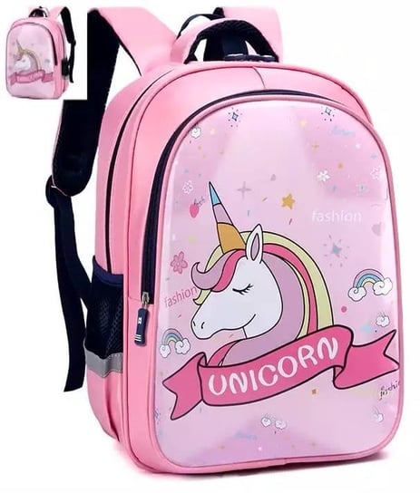 Plecak szkolny dla dziewczynki różowy MPMAX jednorożec dwukomorowy MPMAX