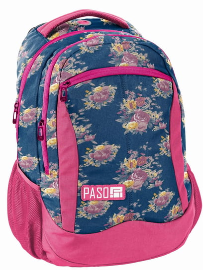 Plecak szkolny dla dziewczynki różowy Paso kwiaty trzykomorowy Paso