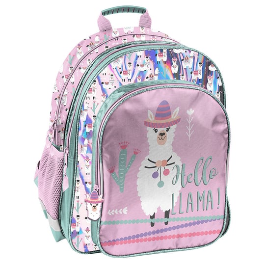 Plecak szkolny dla dziewczynki różowy Paso lama dwukomorowy Paso