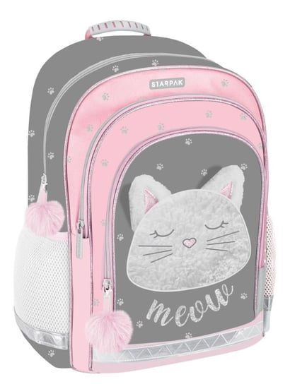 Plecak szkolny dla dziewczynki różowy Starpak kot dwukomorowy Starpak