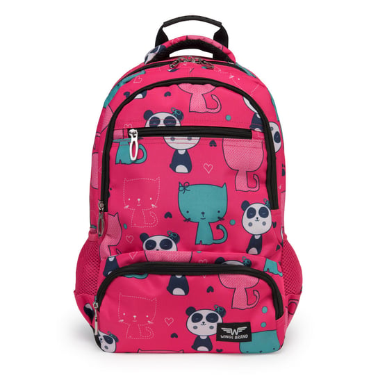 Plecak szkolny dla dziewczynki różowy Wings kot panda Wings