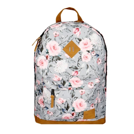 Plecak szkolny dla dziewczynki szary incood  kwiaty dwukomorowy incood