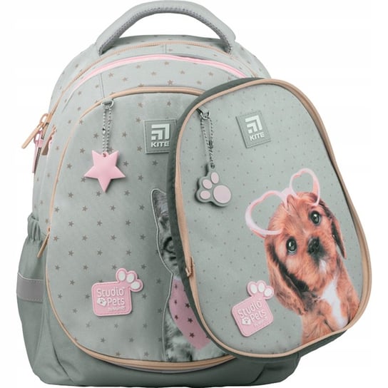 Plecak szkolny dla dziewczynki szary KITE Studio Pets wielokomorowy KITE