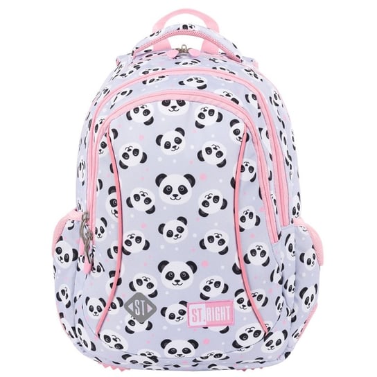 Plecak szkolny dla dziewczynki szary Panda trzykomorowy PakaNiemowlaka