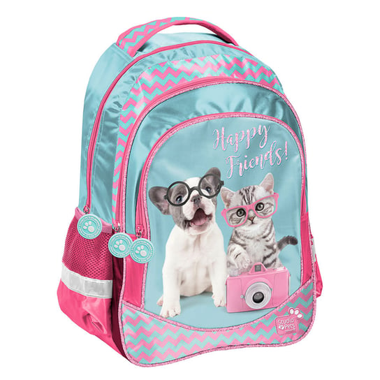 Plecak szkolny dla dziewczynki turkusowy Paso Studio Pets  dwukomorowy Paso