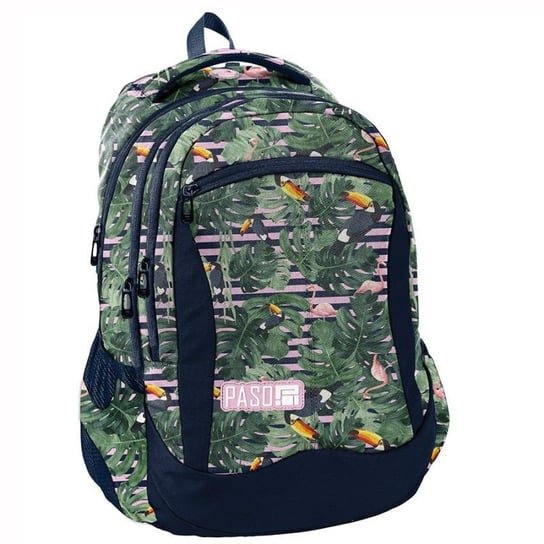 Plecak szkolny dla dziewczynki zielony Paso trzykomorowy Paso