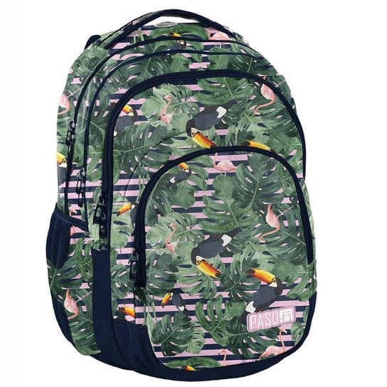 Plecak szkolny dla dziewczynki zielony Paso trzykomorowy Paso