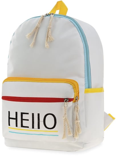 Plecak szkolny młodzieżowy dla chłopca i dziewczynki biały z napisem jednokomorowy Inna marka