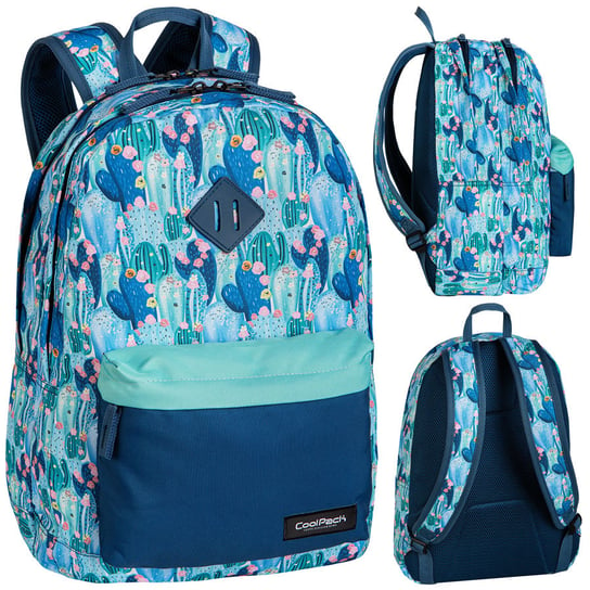 Plecak szkolny młodzieżowy dla chłopca i dziewczynki błękitny Coolpack Scout Arizona E96518 kaktusy dwukomorowy CoolPack