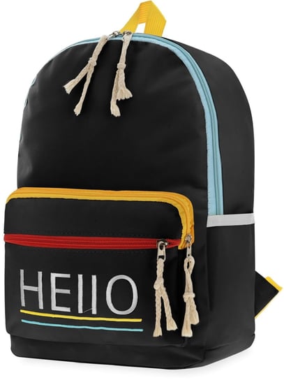 Plecak szkolny młodzieżowy dla chłopca i dziewczynki czarny z napisem jednokomorowy Inna marka