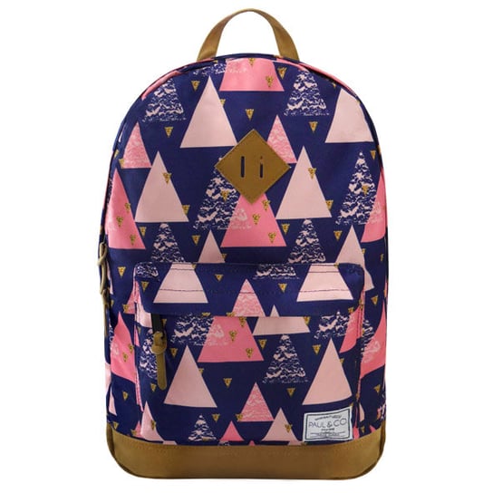 Plecak szkolny młodzieżowy dla dziewczynki granatowy Incood Paul &Co trójkąty dwukomorowy Paul &Co