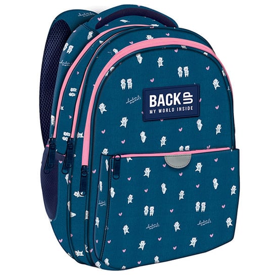 Plecak szkolny młodzieżowy niebieski BackUp  model P14 trzykomorowy BackUp
