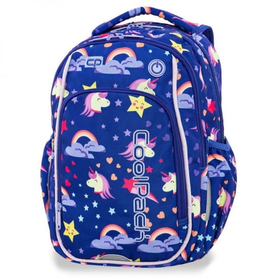 Plecak szkolny młodzieżowy niebieski CoolPack Led Unicorns dwukomorowy z elementami odblaskowymi CoolPack