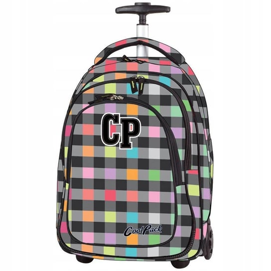 Plecak szkolny młodzieżowy różowy CoolPack krata trzykomorowy z elementami odblaskowymi CoolPack