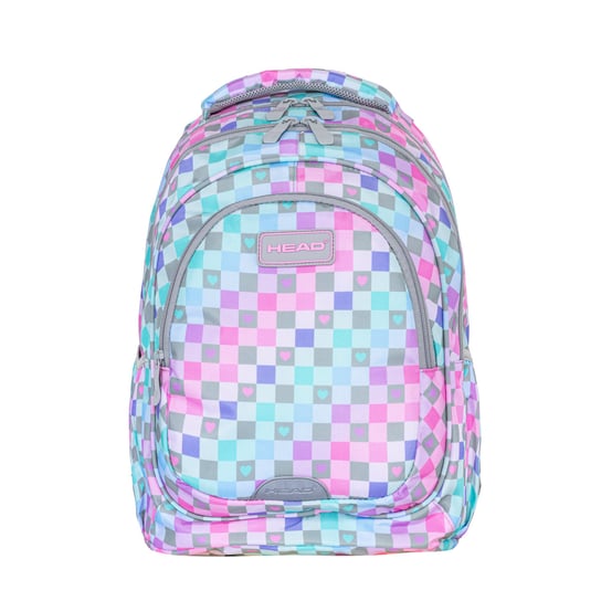 Plecak szkolny trzykomorowy Checkered Hearts Head Head
