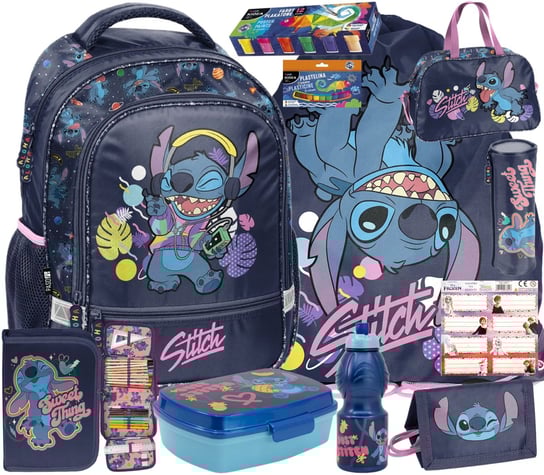 Plecak szkolny zestaw dla dziewczynki, Lilo i Stitch, granatowy, Paso Paso