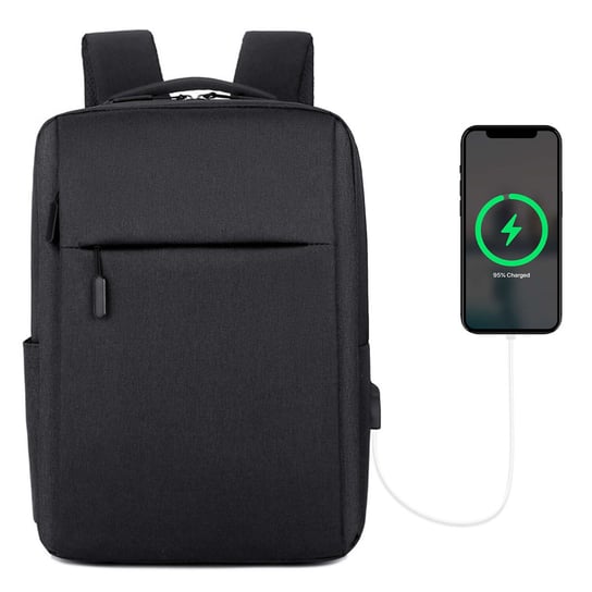 Plecak torba na laptopa 15,6" duży wodoodporny z portem USB Unisex 41x29x12cm do samolotu Alogy Backpack Czarny Alogy