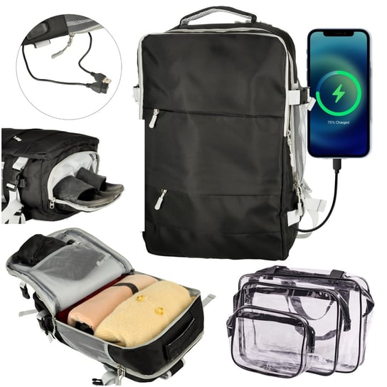 Plecak Turystyczny Podróżny Torba Na Laptopa Bagaż Podręczny 3X Kosmetyczka Trifland