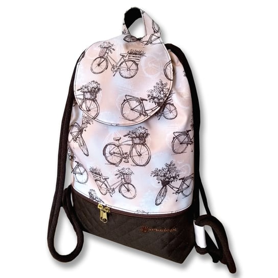 Plecak - worek z klapką rowery z kwiatami 5made