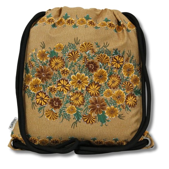 Plecak z podszewką folk opolski kwiaty jesień brązowy Sartrix