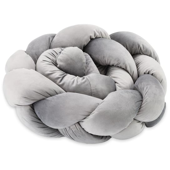 Pleciona poduszka dla dzieci 150 cm - Puszysta poduszka do przytulania lub poduszka dekoracyjna do pokoju dziecięcego velvet szara myszka Totsy Baby
