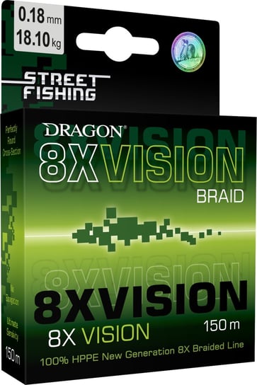 Plecionka Dragon Street Fishing 8X Vision 150m 0.15mm/14.40kg zielona fluo DRAGON