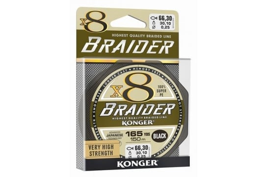 Plecionka Konger Braider X8 Black 0,18 / 150 Konger