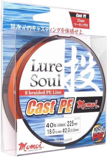 Plecionka Momoi Lure Soul Cast P.E. 150m 0.12mm/6.8kg/15LB pomarańczowa Momoi
