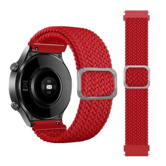 Pleciony pasek do zegarka / smartwatch 20mm, RED / CZERWONY OEM