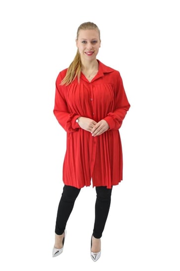 Plisowana Tuniko-Sukienka z Paskiem Czerwona UNI Nelino