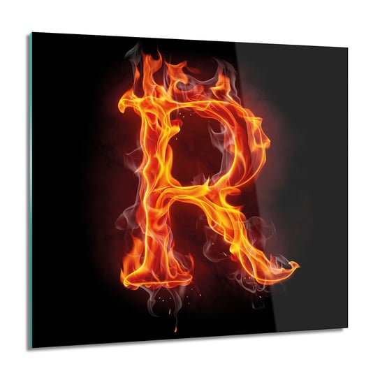 Płonąca litera R do salonu obraz szklany, 60x60 cm ArtPrintCave