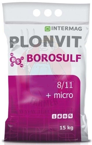 PLONVIT BOROSULF to krystaliczny, rozpuszczalny w wodzie nawóz przeznaczony do dolistnego stosowania. Zawiera bor (80 g B/kg) i siarkę (110 g S/kg) oraz azot, magnez, mangan, molibden i cynk. inna (Inny)