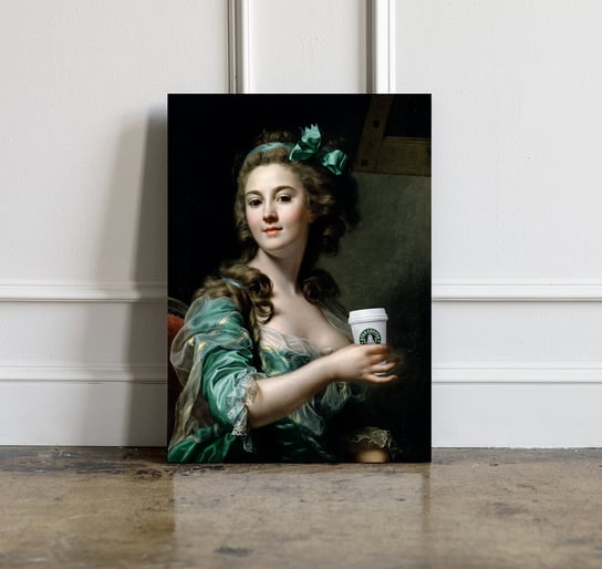 Płótno canvas blejtrama 80x120 cm - Portret kobiety z kawą Inna marka